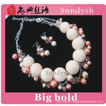 sundysh Shinny Handcrafted Orange Flower Diamond Statement Jewelry Set